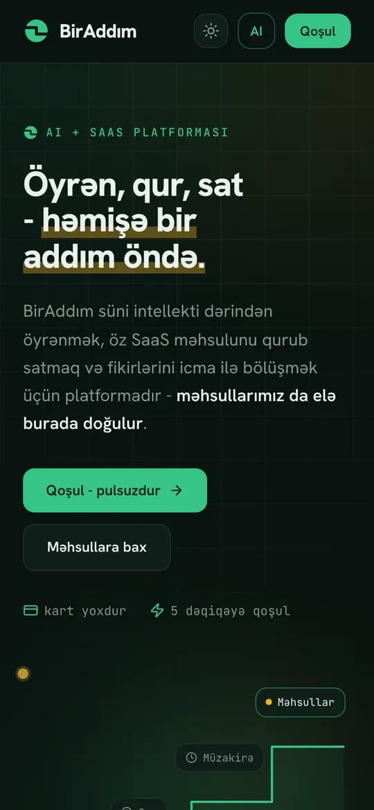 BirAddım ana səhifəsi, telefonda